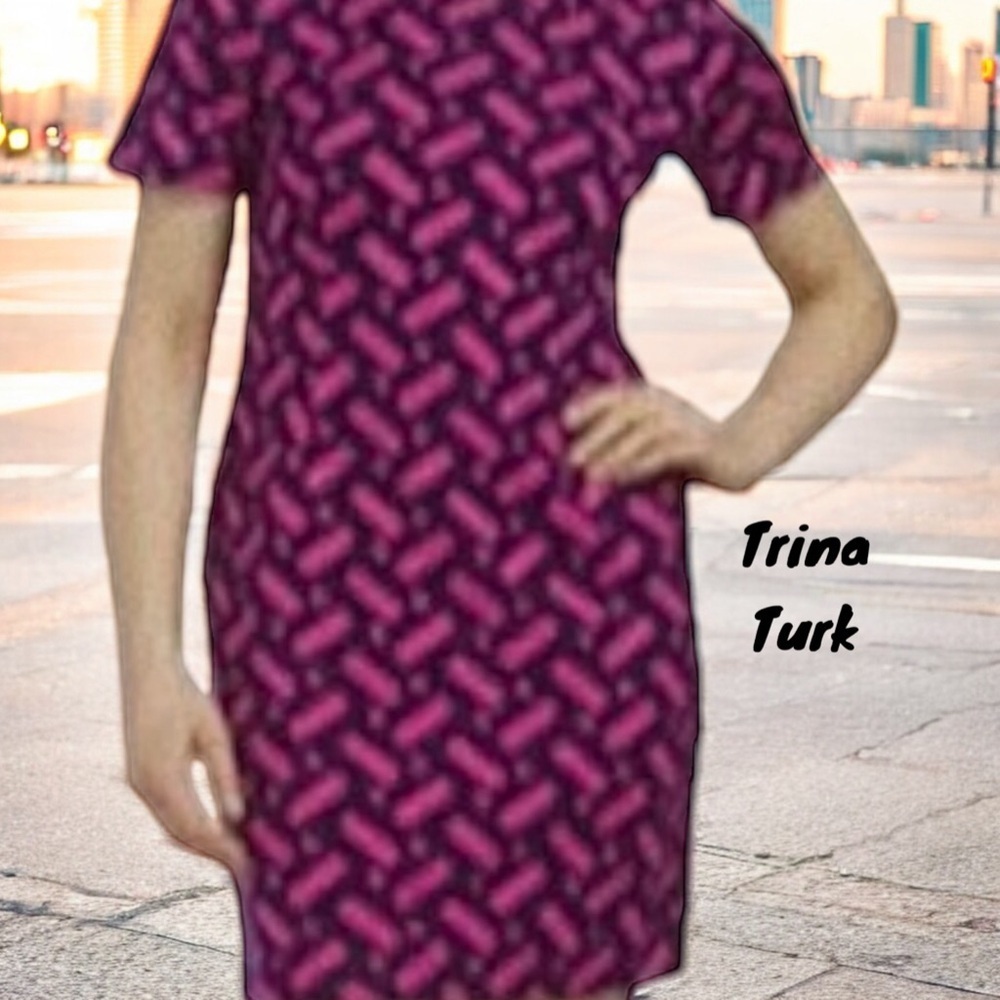 TRINA TURK NWT ZAP PONTE SHORT SLEEVE SHIFT MINI  DRESS MEDIUM